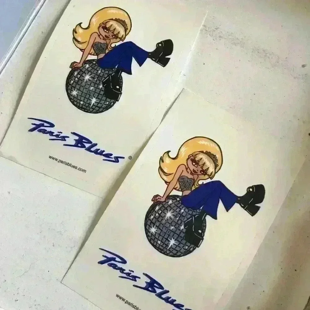 2 Paris Blues Vintage Stickers- free w purchase